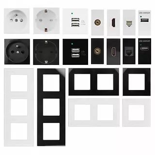 Maclean Gniazdo USB x2 z ładowarką pasuje do szklanych ramek MCE728B Czarne