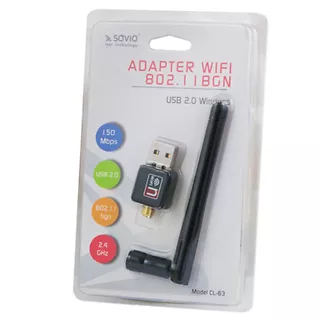 Adapter WIFI na USB 150Mbps SAVIO CL-63 2,4Ghz USB 2.0