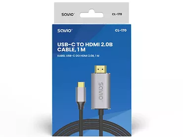 Kabel USB-C do HDMI v2.0b, 1m SAVIO CL-170 miedź