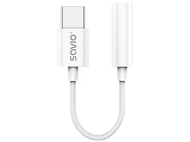 Adapter audio USB-C - Jack 3,5mm SAVIO AK-52  biały (samsung)