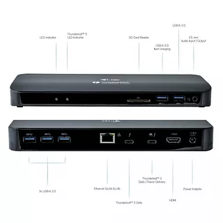 i-tec Stacja dokującaThunderbolt 3/USB-C Dual 4K Docking Station + USB-C to DisplayPort Cable (1,5m) + Power Delivery 60W