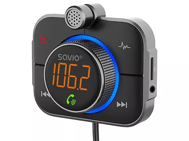 Transmiter FM Bluetooth ładowarka USB QC SAVIO TR-14 Odbiornik Audio MP3 Aux