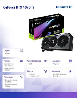 Gigabyte Karta graficzna GeForce RTX 4070 Ti Master 12GB GDDR6X 192bit 3DP/HDMI