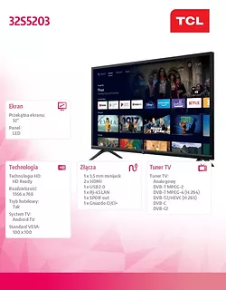 TCL Telewizor LED 32 cale 32S5203