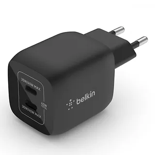 Belkin Podwójna ładowarka ścienna 45W  USB-C GAN  z PPS Czarna