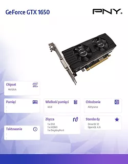 PNY Karta graficzna GeForce GTX 1650 4GB Dual Fan VCG16504DFMPB