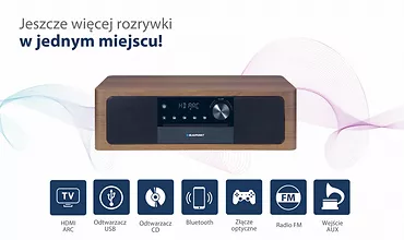 Blaupunkt Mikrowieża all-in-one Bluetooth, HDMI ARC, Wejście optyczne CD/MP3/USB/AUX Zegar/ Alarm