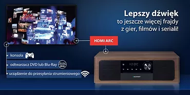 Blaupunkt Mikrowieża all-in-one Bluetooth, HDMI ARC, Wejście optyczne CD/MP3/USB/AUX Zegar/ Alarm