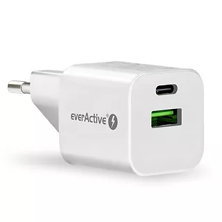 everActive Ładowarka USB/USB-C QC3.0 30W technologia GaN Biała