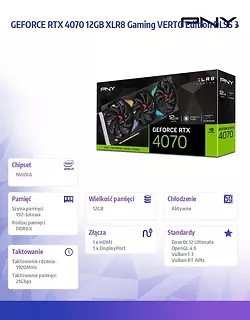PNY Karta graficzna GeForce RTX 4070 12GB TRIPLE FAN VCG407012TFXXPB1