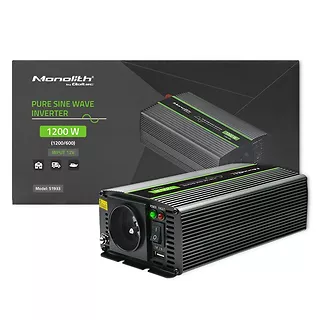 Qoltec Przetwornica napięcia Monolith | 600W | 1200W | 12V na 230V |    Czysty Sinus