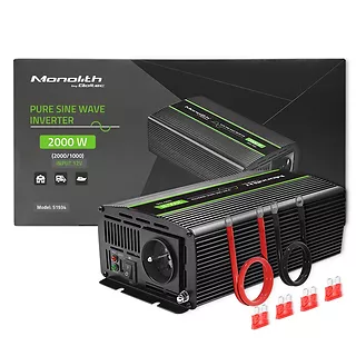 Qoltec Przetwornica napięcia Monolith | 1000W | 2000W | 12V na 230V |   Czysty Sinus