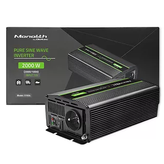 Qoltec Przetwornica napięcia Monolith | 1000W | 2000W | 12V na 230V |   Czysty Sinus