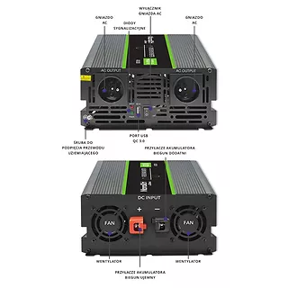 Qoltec Przetwornica napięcia Monolith | 2000W | 4000W | 24V na 230V |   Czysty Sinus