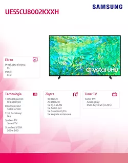 Samsung Telewizor TV 55 cali UE55CU8002KXXH