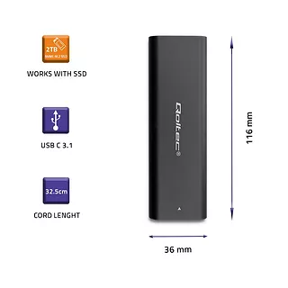 Qoltec Obudowa | kieszeń do dysków M.2 SSD | NVME | PCI-E | USB typ C