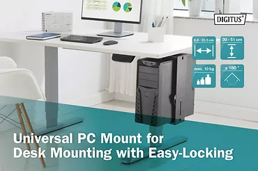 Digitus Uniwersalny uchwyt do montażu PC pod biurkiem z mechanizmem Easy-Locking