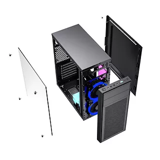 Gembird Obudowa Midi Tower Fornax M100B ATX niebiesie wentylatory Czarna