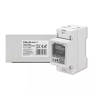 Qoltec Jednofazowy elektroniczny licznik | miernik zużycia energii na   szynę DIN | 230V | LCD | 2P