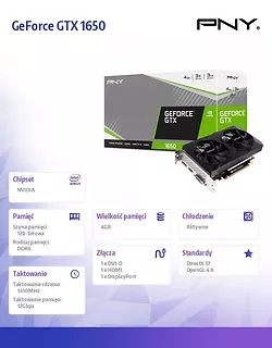 PNY Karta graficzna GeForce GTX 1650 4GB GDDR6 Dual Fan