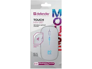 MYSZ DEFENDER TOUCH MM-997 RF+BT SILENT RGB AKU BIAŁA