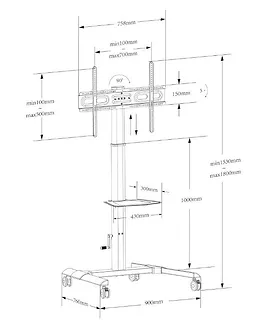 Techly Stojak Mobilny LCD/LED 32-70cali, 40kg z półką