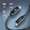 AXAGON BUCM2-CM15AB Kabel USB-C - USB-C, 1.5m 5A charging, ALU, 240W PD, oplot, USB2.0