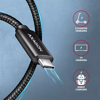 AXAGON BUCM2-CM15AB Kabel USB-C - USB-C, 1.5m 5A charging, ALU, 240W PD, oplot, USB2.0