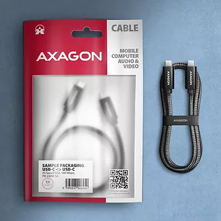 AXAGON BUCM2-CM15AB Kabel USB-C - USB-C, 1.5m 5A charging, ALU, 240W PD, oplot, USB2.0