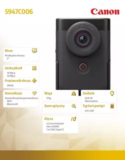 Canon Zaawansowany zestaw do vlogowania PowerShot V10, czarny