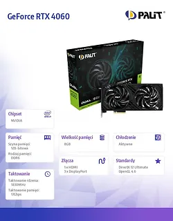 Palit Karta graficzna GeForce RTX 4060 Dual 8GB GDDR6 128bit