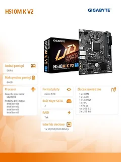 Gigabyte Płyta gł&oacute;wna H510M K V2 s1200 2DDR4 HDMI/USB 3.2 M.2 mATX