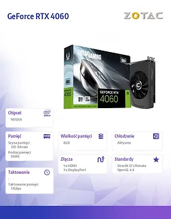 ZOTAC Karta graficzna GeForce RTX 4060 Solo 8GB GDDR6 128bit 3DP/HDMI
