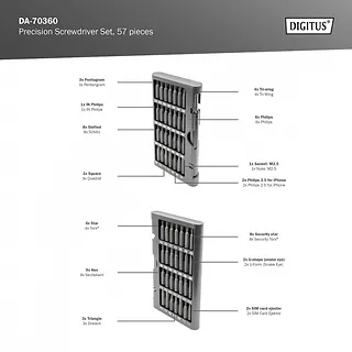 Digitus Zestaw narzędzi 57 częściowy śrubokręt/wkrętak