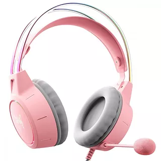 Onikuma Słuchawki gamingowe X15 PRO RGB różowe (przewodowe)