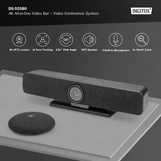 Digitus System wideokonferencji 4K ePTZ szeroki kąt 120° Sensor 2.8'' 8MP Hi-Fi, 4 mikrofony, pilot