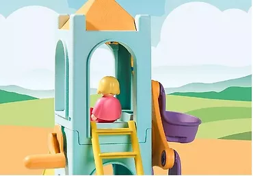 Playmobil Zestaw z figurkami 1.2.3 71326 Wieża przygód i budką z lodami