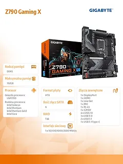 Gigabyte Płyta gł&oacute;wna Z790 GAMING X s1700 4DDR5 HDMI/DP ATX