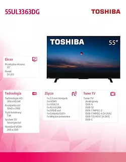 Toshiba Telewizor LED 55 cali 55UL3363DG