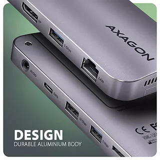 AXAGON HMC-12GM2 hub USB 12 in1 10Gbps, 3x USB-A, USB-C, HDMI, DP,  RJ-45, M.2, SD/mSD, audio, PD