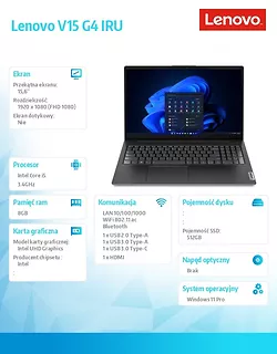 Lenovo Laptop V15 G4 83A1008HPB W11Pro i5-13420H/8GB/512GB/INT/15.6 FHD/Business Black/3YRS OS