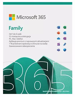 Microsoft 365 Family PL P10 1Y 6Users Win/Mac Medialess Box  6GQ-01940 Zastępuje P/N:6GQ-01593