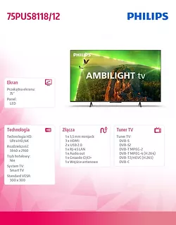 Philips Telewizor 75 cali LED 75PUS8118/12