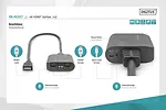 Digitus Kabel Rozdzielacz/Splitter HDMI 2.0 UHD 4K 60Hz Typ HDMI A/2xHDMI A M/Ż 0,5m Czarny