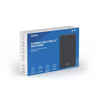 Savio Zewnętrzna obudowa na dysk HDD/SDD 2,5 cala, USB 3.0, AK-65