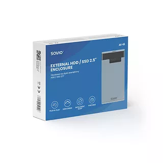 Savio Zewnętrzna obudowa na dysk HDD/SSD 2.5", USB 3.0, AK-66, transparentna