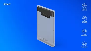 Savio Zewnętrzna obudowa na dysk HDD/SSD 2.5", USB 3.0, AK-66, transparentna