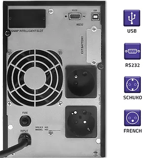 Qoltec Zasilacz awaryjny UPS | On-line | Pure Sine Wave | 2kVA | 1.6kW |LCD | USB