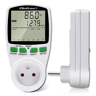 Qoltec Watomierz Licznik zużycia energii PM0627 z historią pomiaru |     3680W | 16A | LCD