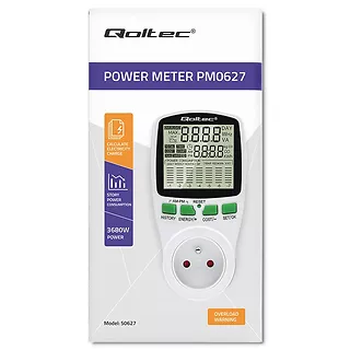 Qoltec Watomierz Licznik zużycia energii PM0627 z historią pomiaru |     3680W | 16A | LCD